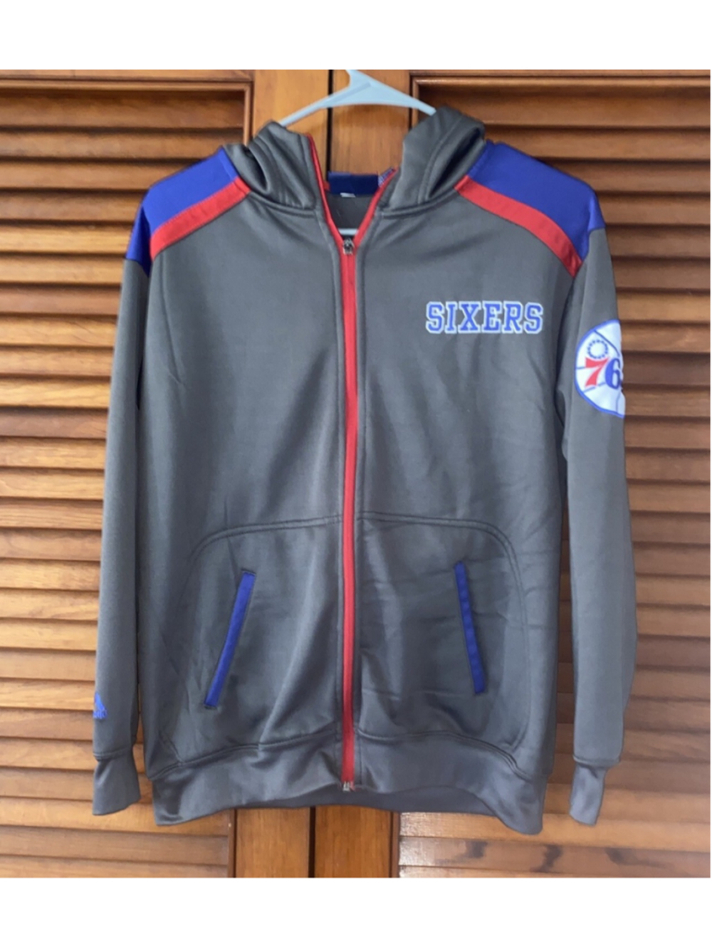 Philadelphia 76ers NBA Majestic Full Zip Hooded Sweatshirt Adult Size Medium